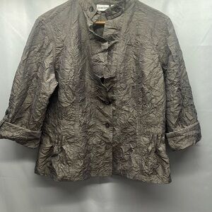 CHICO’S JOLENA CRINKLED JACKET WOMENS 2 TAN PARTY COCKTAILS